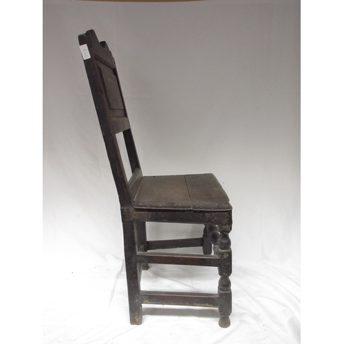 1342 - Victor Brox Collection - oak backstool, fielded panel back and solid seat on turned and block suppor... 