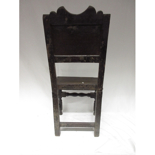 1342 - Victor Brox Collection - oak backstool, fielded panel back and solid seat on turned and block suppor... 