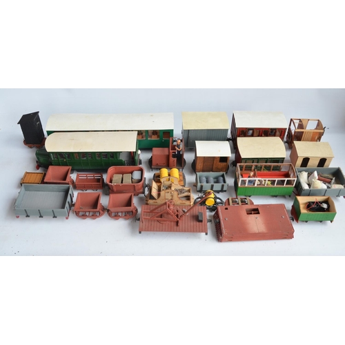 81 - Collection of 32mm G gauge outdoor railway wagons and coaches, mostly kit built including battery op... 