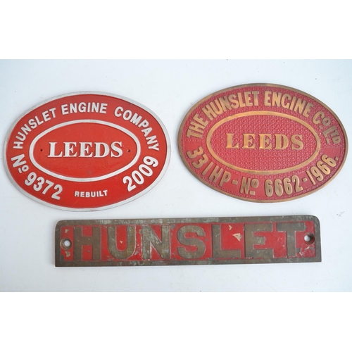 102 - Two relief cast metal loco plates to include Hunslett Engine Company Leeds No9372 (Rebuilt 2009) and... 