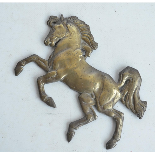 108 - Vintage brass Aveling & Porter prancing horse plaque (14.8x12.5cm)