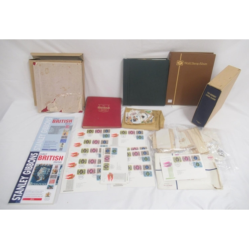 176 - The Strand Stamp Album cont. 5 used penny reds, red and green folders cont. c20th British stamps, Bo... 