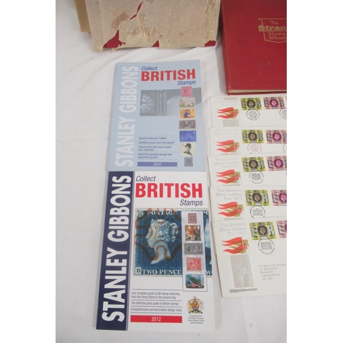 176 - The Strand Stamp Album cont. 5 used penny reds, red and green folders cont. c20th British stamps, Bo... 