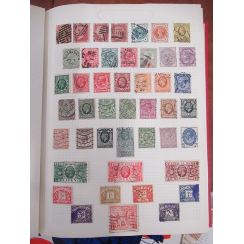 178 - Red The Derwent Stamp Album cont. 4 used penny reds, GB & mixed International stamps, blue The Derwe... 