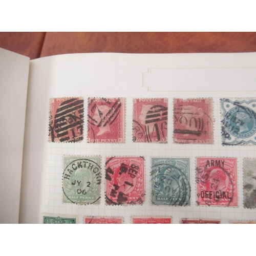 178 - Red The Derwent Stamp Album cont. 4 used penny reds, GB & mixed International stamps, blue The Derwe... 