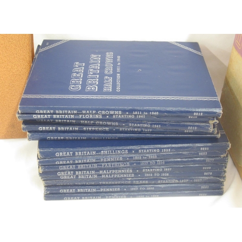 144 - Assorted collection of GB and International coins, loose, in blue fold-out books, and album