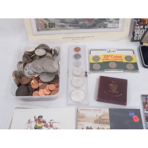 164 - Assorted collection of GB and International coins, to inc. some silver proof coins, and cased coins