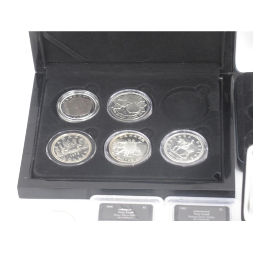 166 - 11 American silver dollars encapsulated, 8 Uncirculated Dollars encapsulated, Republic of Palau One ... 