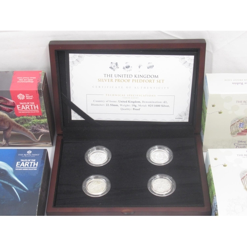 167 - The United Kingdom Silver Proof Piedfort 4 coin set with CoA, 28 Royal Mint UK Silver Proof 50p coin... 