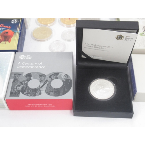 167 - The United Kingdom Silver Proof Piedfort 4 coin set with CoA, 28 Royal Mint UK Silver Proof 50p coin... 