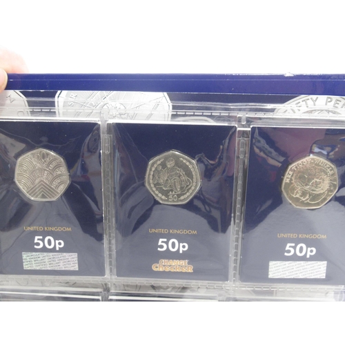 168 - 3 Change Checker folders cont. 2 sets of A-Z Great Britain 10ps, £5, £2, 50ps, Kew Gardens 2019 50p,... 