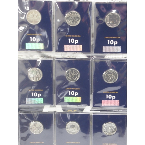 168 - 3 Change Checker folders cont. 2 sets of A-Z Great Britain 10ps, £5, £2, 50ps, Kew Gardens 2019 50p,... 