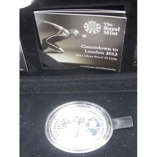 172 - Royal Mint - 'Countdown to London 2012 Four £5 Silver Proof Coin Set', 2009, 2010, 2011 and 2012, ea... 