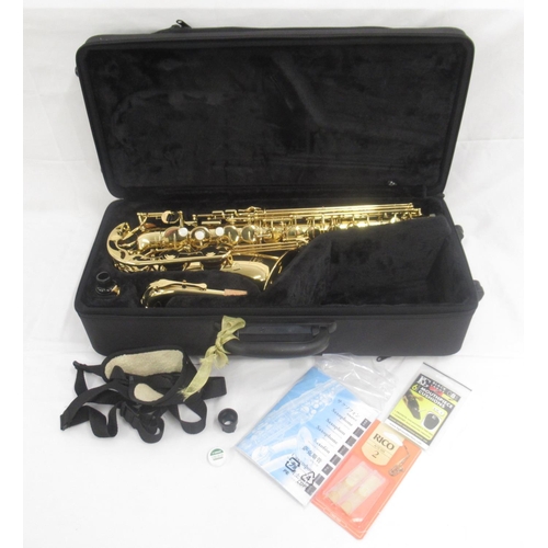 187 - A Yamaha brass alto saxophone YAS-280 serial number L43232, Made in Indonesia, with accessories in c... 