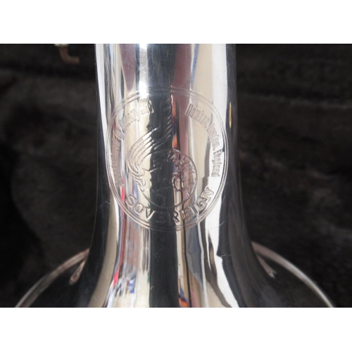 191 - Boosey & Hawkes silver plated Sovereign cornet with Globe logo, serial no. 921-686556, with Denis Wi... 