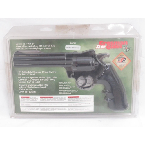 305 - Crossman .177 caliber pellet repeater, 10 shot revolver CO2 pistol in original box