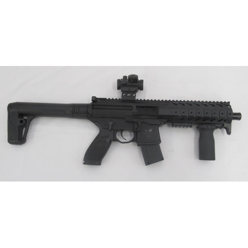 306 - Sig Sauer MPX .177 CO2 powered air rifle, with fitted Feyachi laser dot sight, with RVG forward vert... 