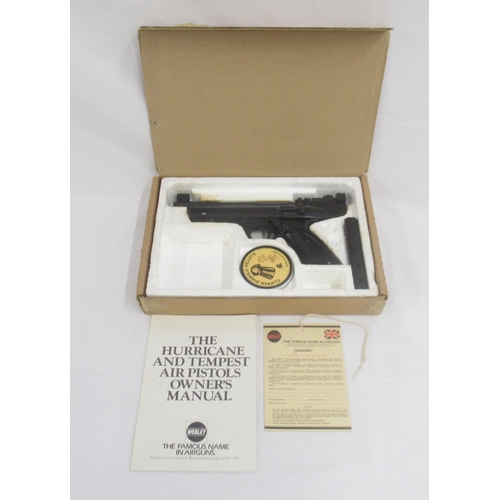 317 - Webley & Scott - Webley Hurricane .177 over lever air pistol, in original box with opened tin of .17... 