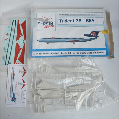 134 - Collection of plastic and resin 1/144 scale model airliners to include an F-RSIN plastic Trident 3B ... 