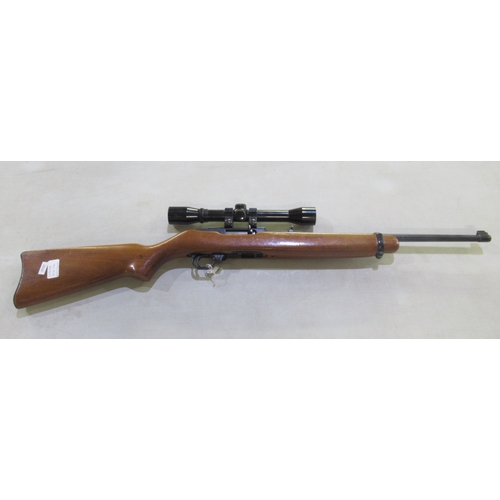 443 - Ruger Model 10/22 carbine .22 cal, mounted with ASI 4x32 scope, complete with box magazine, serial n... 