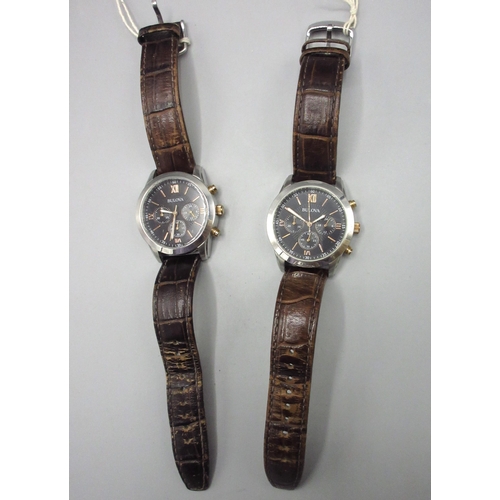 518 - Two Bulova 98A142 stainless steel quartz chronograph wristwatches, nos. 18632701 and 18208480, D40mm