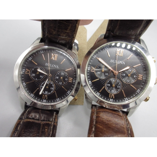 518 - Two Bulova 98A142 stainless steel quartz chronograph wristwatches, nos. 18632701 and 18208480, D40mm