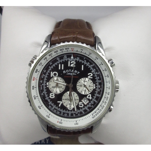 519 - Rotary Chronospeed stainless steel quartz chronograph wristwatch with date, signed dial with three s... 