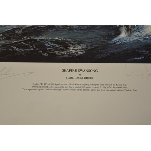 134D - Five limited edition aviation prints, all signed in pencil by the artists, most with signatures of f... 