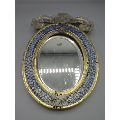 1046 - Vanessa Feltz collection - Late 19th century micro mosaic mirror, frame decorated in a mosaic of for... 