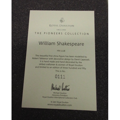 143 - Royal Doulton Prestige Pioneers Collection figure, William Shakespeare HN5051, limited edition 111/3... 