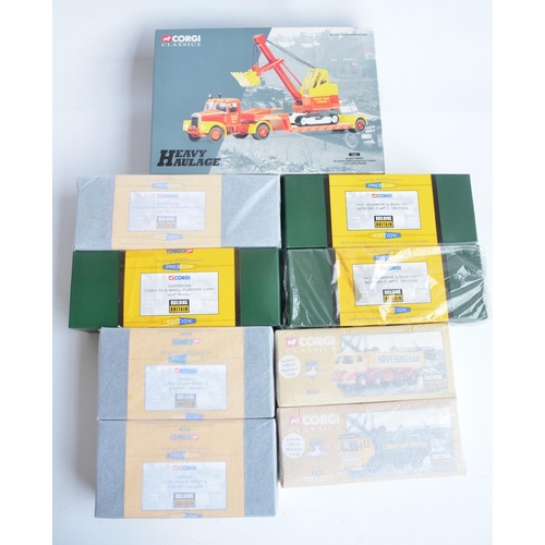 300 - Nine boxed Corgi mostly 1/50 scale diecast limited edition truck and plant models including 8x 'Buil... 