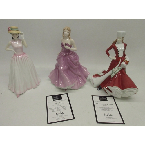 150 - Royal Doulton Happy Birthday 2000, HN4215, Figure of the Year 2005 Victoria, HN4623, Christmas Day 2... 