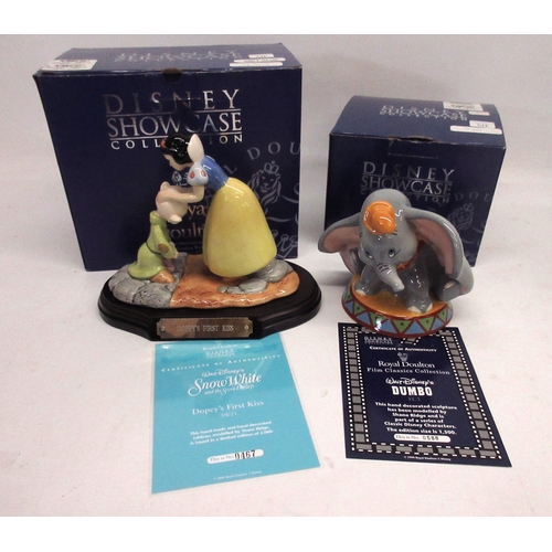 155 - Royal Doulton Disney Showcase Collection Dopey's 1st Kiss SW21, limited edition 467/2000, and Dumbo ... 