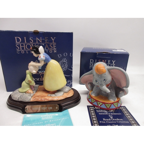 155 - Royal Doulton Disney Showcase Collection Dopey's 1st Kiss SW21, limited edition 467/2000, and Dumbo ... 