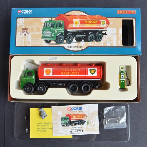 313 - Four boxed 1/50 scale diecast limited edition 'Shell And BP' series tanker truck with fuel pump mode... 