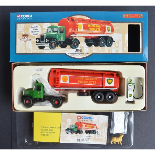 313 - Four boxed 1/50 scale diecast limited edition 'Shell And BP' series tanker truck with fuel pump mode... 