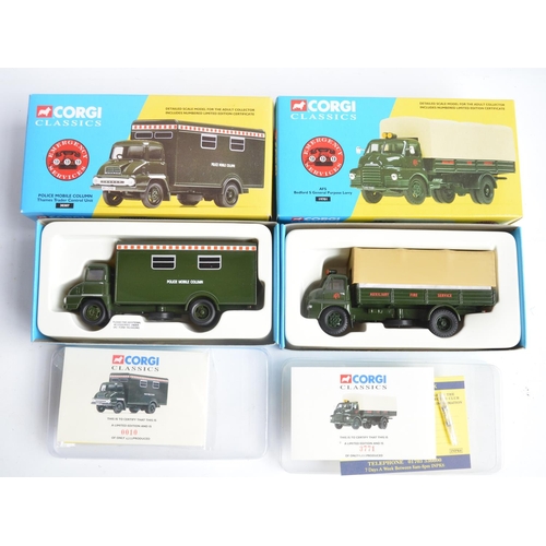 320 - Ten boxed limited edition 1/43 and 1/50 scale diecast British Police and Fire Rescue vehicles and ve... 