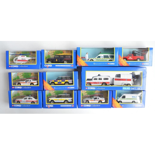 326 - Eleven boxed as new Corgi Collection series diecast emergency vehicle and vehicle sets to include 60... 