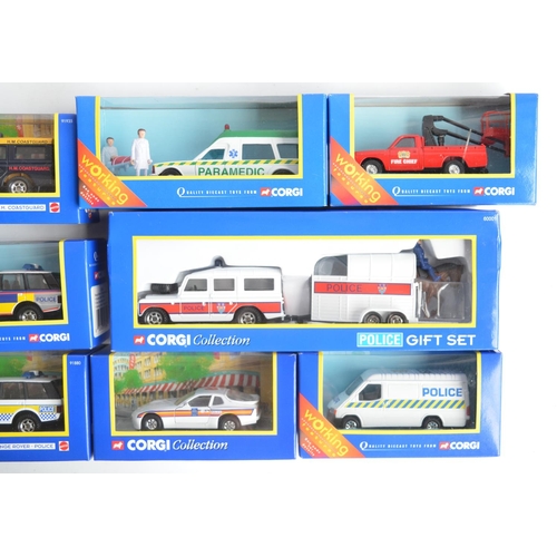 326 - Eleven boxed as new Corgi Collection series diecast emergency vehicle and vehicle sets to include 60... 