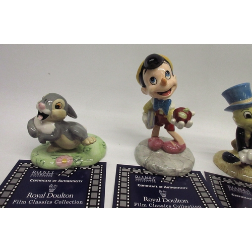 156 - Royal Doulton Disney Showcase Collection; Thumper FC2 986/1500, Pinocchio FC4 706/1500, Jiminy Crick... 