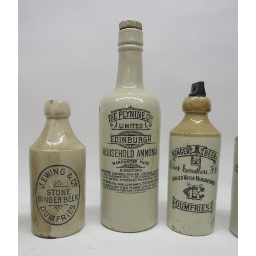 206 - A collection of eleven Scottish stoneware ginger beer and stout bottles from Dumfries and Edinburgh,... 