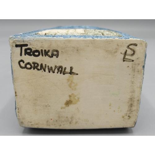 1010 - Troika coffin vase by Sue Lowe, signed 'Troika Cornwall, SL'
H17cm