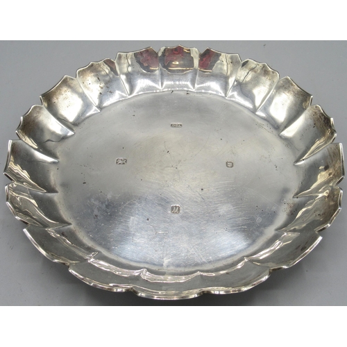 1032 - Vanessa Feltz collection - 20th Century silver circular dish with lobed sides and shaped rim by D J ... 