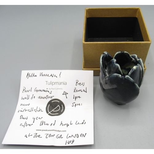 1044 - Vanessa Feltz collection - Paul Cummins instillation invitation featuring a blue ceramic tulip