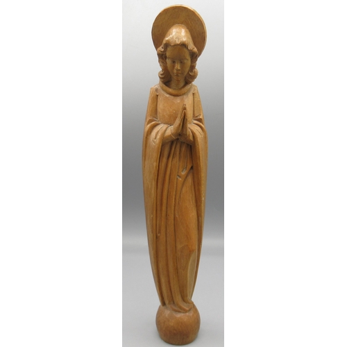 582 - Edwina Currie collection - carved wood figure of Mary, carved by Erich Hoffman, H30cm