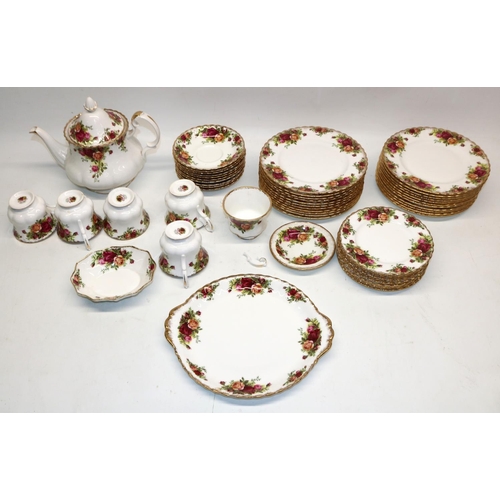 102 - Collection of Royal Albert Old Country Roses teaware, incl. teapot, H19cm, 22x D20.5cm plates, 10x D... 