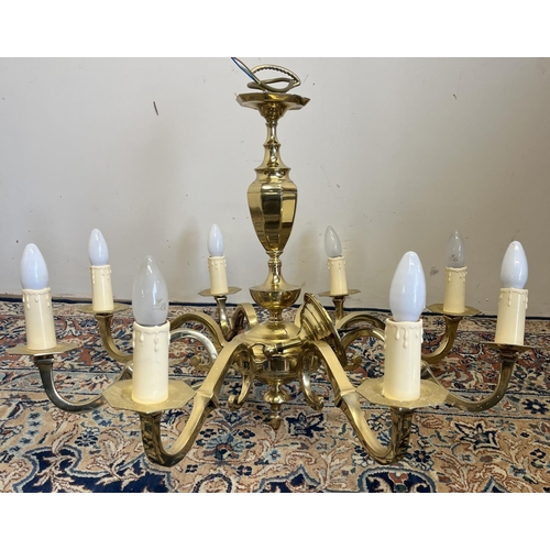 105 - Late 20th century brass eight-branch chandelier, D76cm