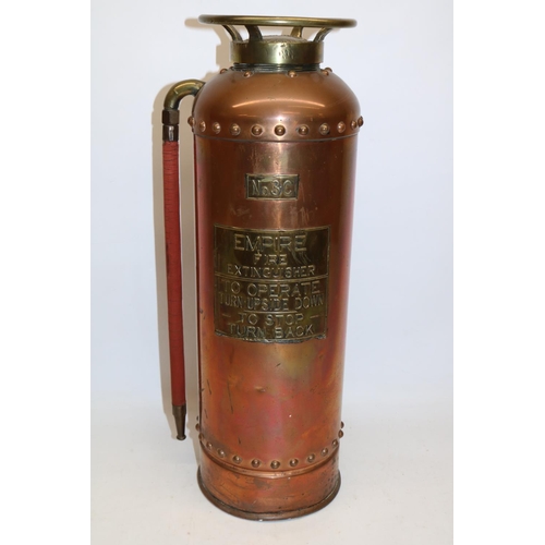 1152 - Brian Conley collection - Early 20th century copper and brass fire extinguisher, No. 3C Empire, by J... 