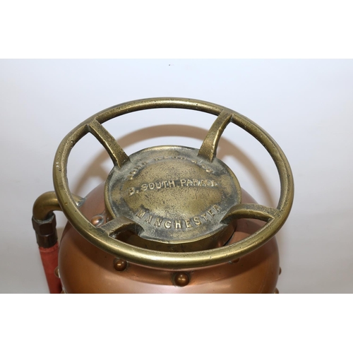 1152 - Brian Conley collection - Early 20th century copper and brass fire extinguisher, No. 3C Empire, by J... 