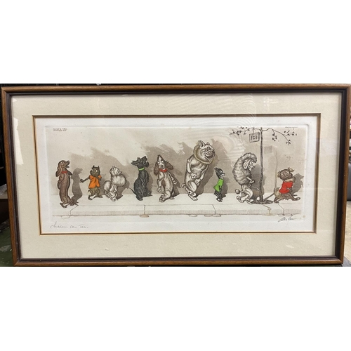 1278 - After Boris O'Klein; Dirty Dogs of Paris series colour print, signed and titled in pencil to the mar... 